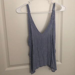 Lulu’s Adrift tank top in navy and white